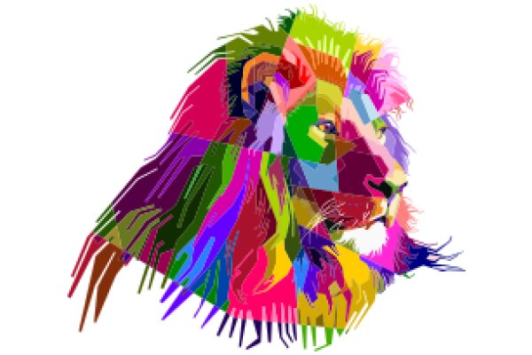 Vivid Spectrum: A Colorful Lion Portrait