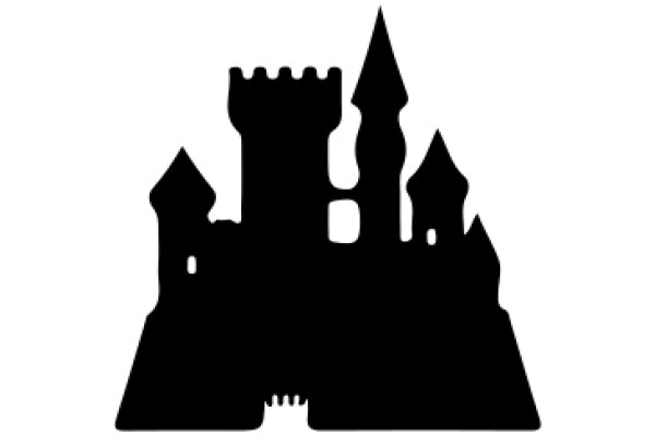 Silhouette of a Castle on a White Background