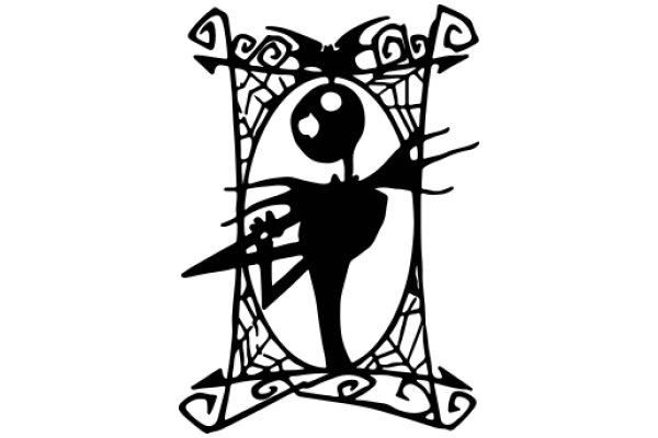 Stylized Silhouette of a Character with a Spider Web Frame