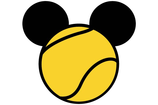 Vibrant Yellow Tennis Ball with Black Outline