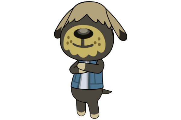 A Cute Cartoon Dog with a Blue Vest and a Smile