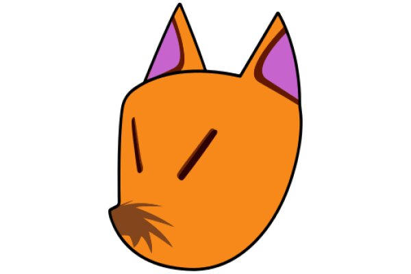 Vivid Illustration of an Orange Cat with Purple Ears