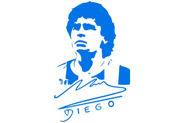 A Blue and White Portrait of Diego, the Iconic Soccer Player