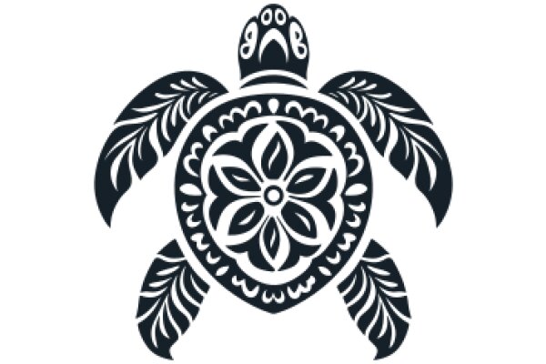 Stylized Turtle Design with Floral Patterns