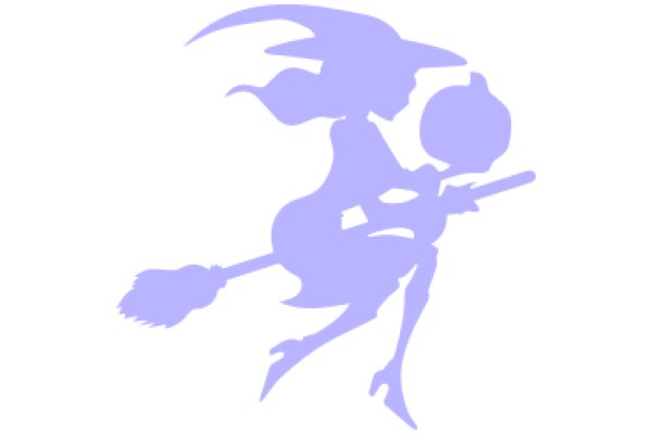 A Purple Witch Silhouette with a Broom and a Ball