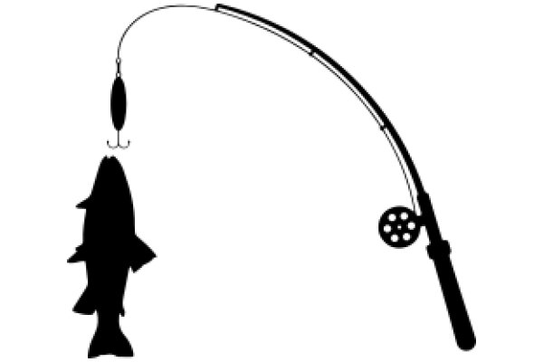 A Fishing Adventure: A Silhouette of a Fish and Fishing Gear