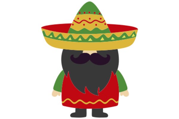 A Stylish Cartoon Character: A Man in a Sombrero and Vest