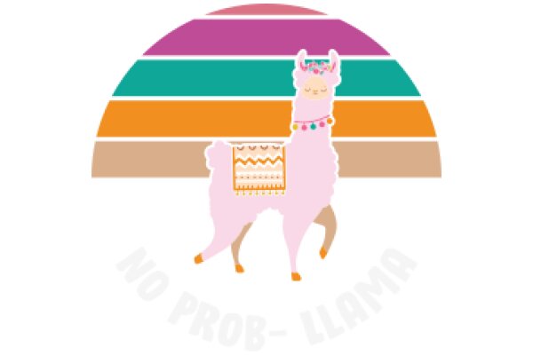 A Whimsical Llama's Journey Across a Rainbow Landscape