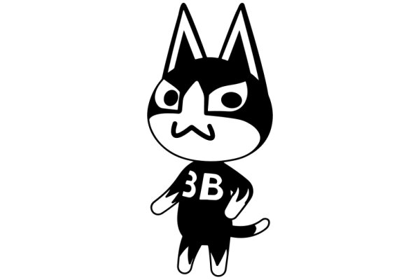 A Playful Cartoon of a Cat with a Number 3B on Its Shirt