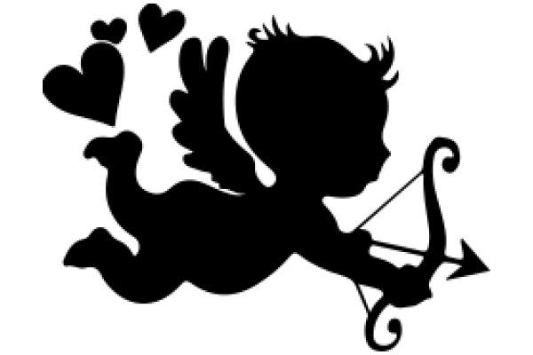 Silhouette of a Cherub with a Bow and Arrow