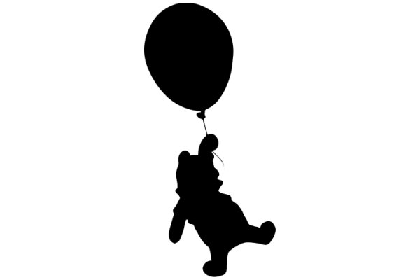 Silhouette of a Balloon and a Character, Floating in the Air