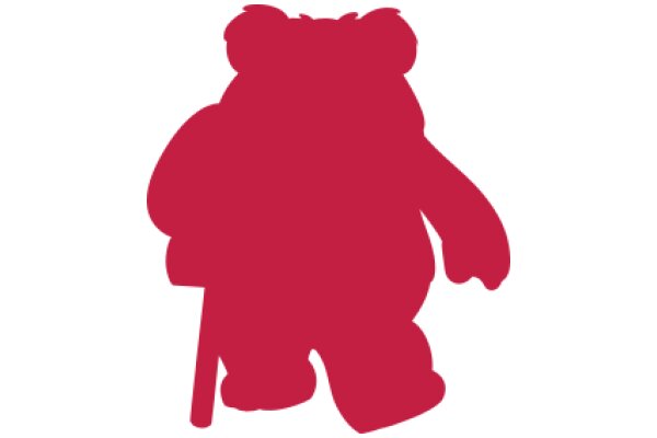 A Silhouette of a Bear-like Figure with a Cane, in a Red Outline