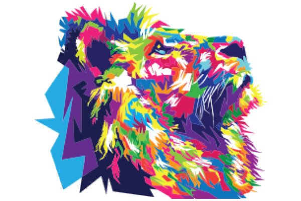 Vibrant Abstract Art: A Colorful Lion's Head