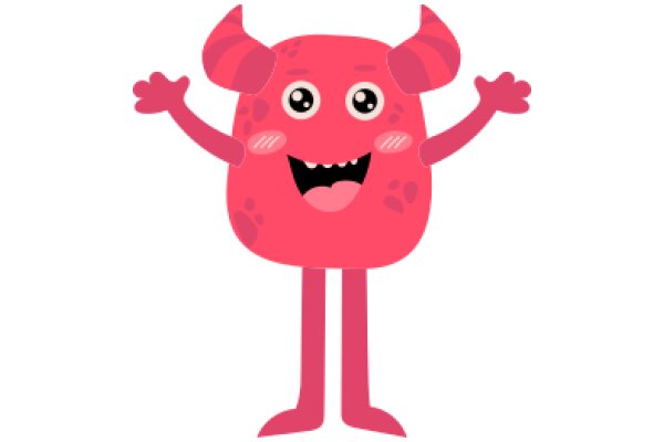 Vibrant Pink Cartoon Character with Horns and Big Eyes