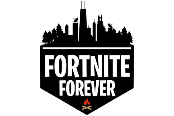 Fortnite Forever: A Silhouette of a City with a Flaming Logo