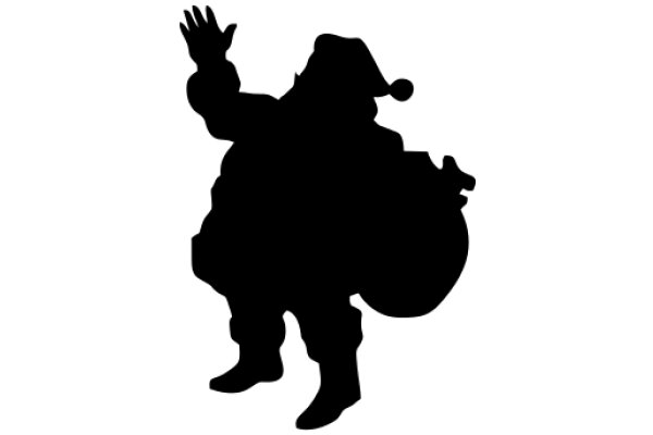 Silhouette of a Santa Claus Figure Waving Goodbye