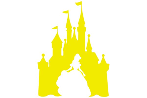 A Yellow Castle Illustration with a Silhouette of a Princess