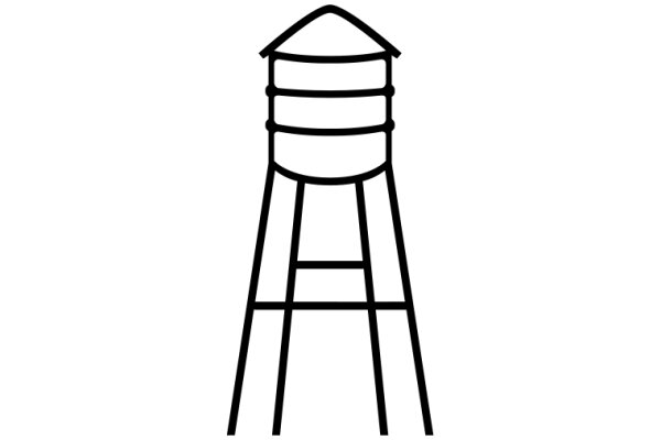 Simplistic Line Drawing of a Water Tower