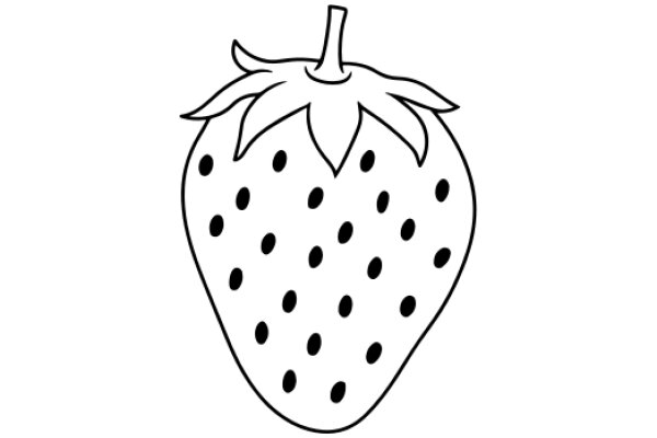 Simplistic Line Drawing of a Strawberry