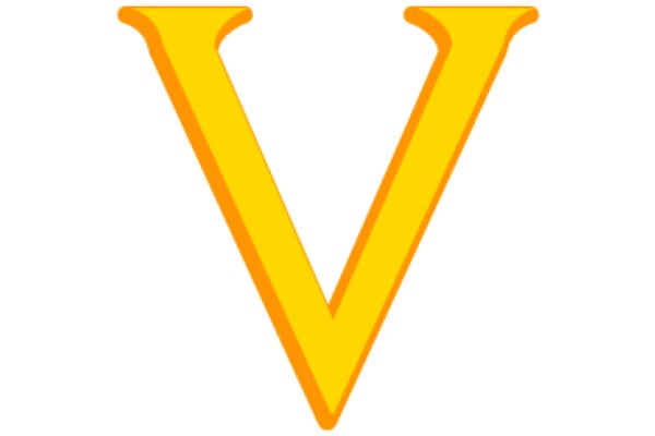 Vibrant Yellow Letter V on a White Background