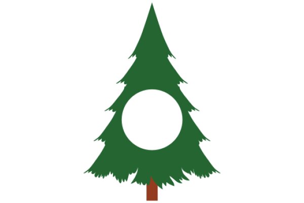 Simplistic Christmas Tree Icon with a White Circle