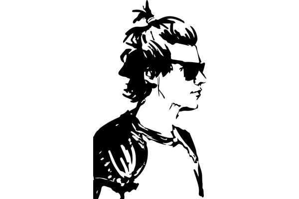 Stylized Portrait of a Person with a Braid and Sunglasses