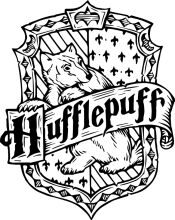 Hufflepuff Crest: A Black and White Illustration of the Hogwarts House Emblem