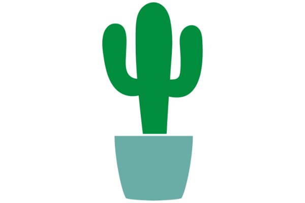 Vibrant Cactus Icon in a Light Blue Pot