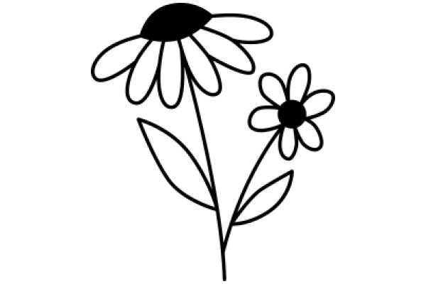 Simplicity in Nature: A Line Drawing of a Flower and a Flower Stem