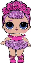 A Cute Cartoon Character with Pink Hair and a Purple Dress