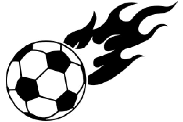 A Stylized Illustration of a Soccer Ball and a Flame