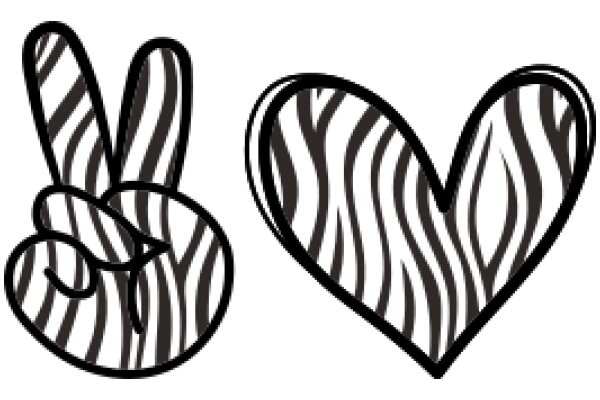 Zebra-themed Peace Sign and Heart Emoji