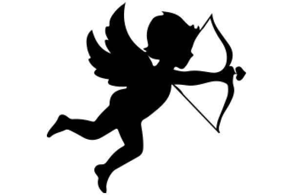 Silhouette of an Angelic Figure with a Bow and Arrow