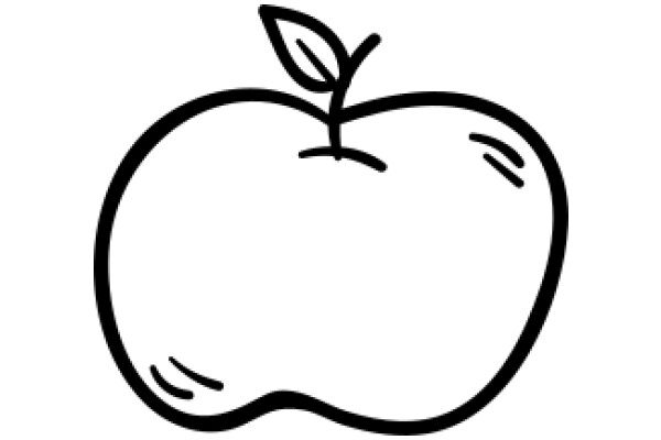 Simplistic Line Drawing of an Apple with a Leaf