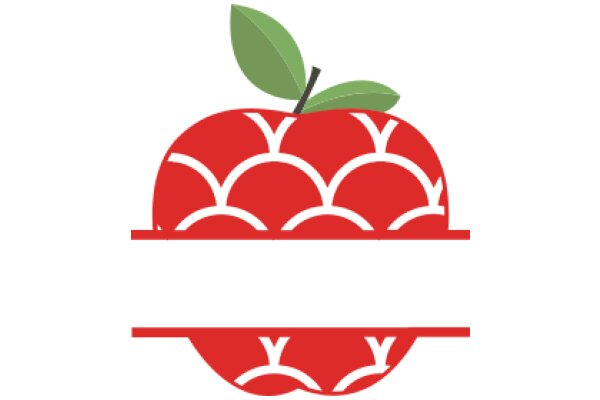 Vibrant Red Apple with a Green Leaf, Illustrated in a Stylized Design