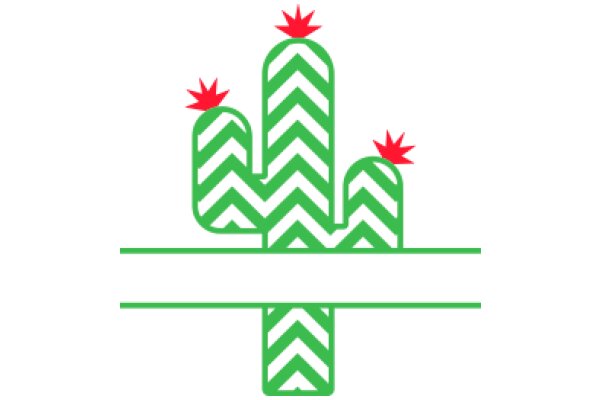 Vibrant Cactus Design with Red Star Accents