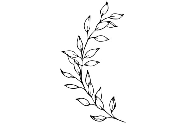 Simplicity in Art: A Line Drawing of a Branch with Leaves