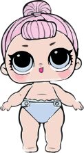 Adorable Cartoon Character: A Pink-Haired Baby Girl in a Blue Swimsuit