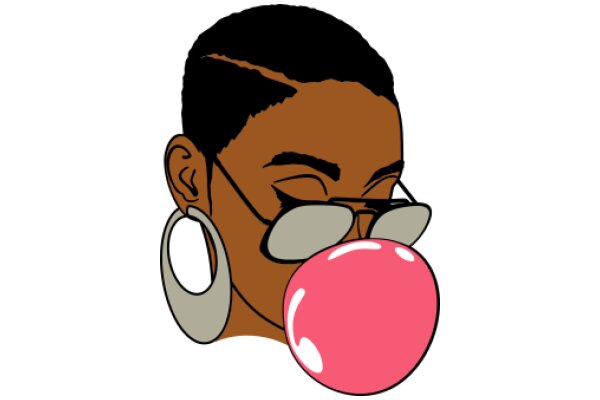 A Stylish Illustration of a Person with a Pink Bubble Gum