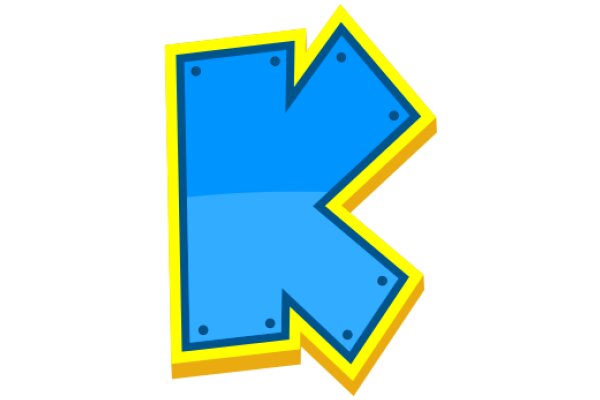 Vibrant 3D Letter K with a Yellow Outline