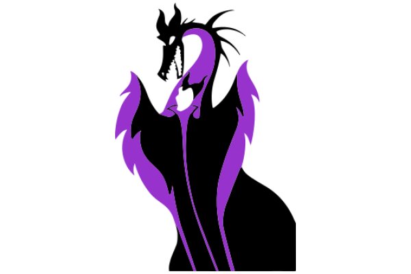 Stylized Purple Dragon with Black Outline