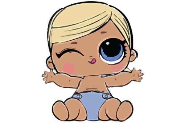 Adorable Cartoon Character with Blonde Hair and Blue Eyes