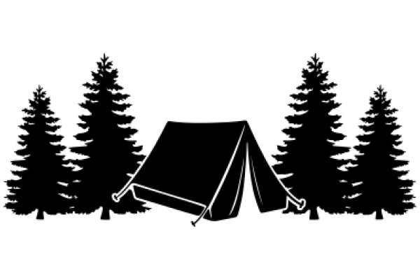 A Silhouette of a Camping Trip: A Tent, Trees, and a Sky