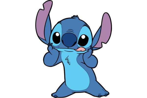 Stylized Animation of Lilo & Stitch Character, Stitch, in a Playful Pose