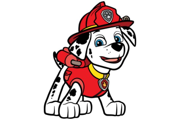 A Dalmatian Firefighter in a Red Uniform