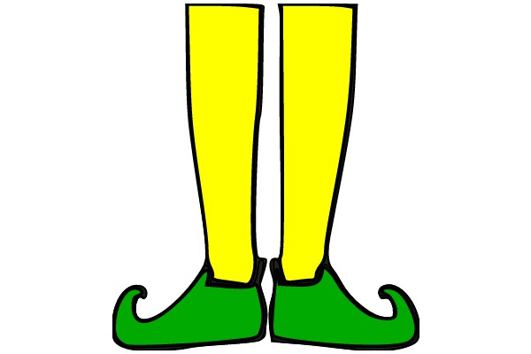 Vibrant Cartoon Character with Yellow Legs and Green Shoes