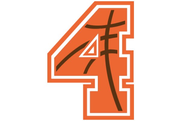 Vibrant Orange and Brown Logo with the Number Four