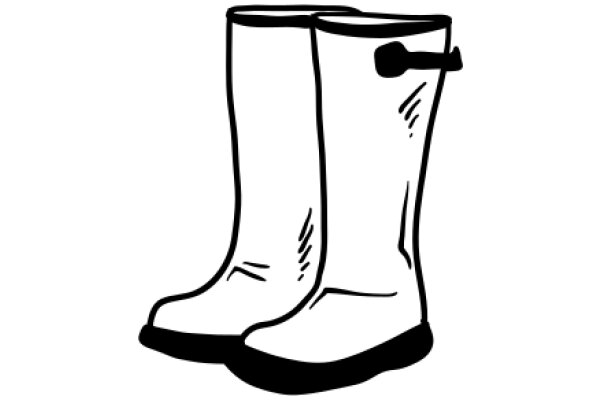 A Simple Line Drawing of a Pair of Boots