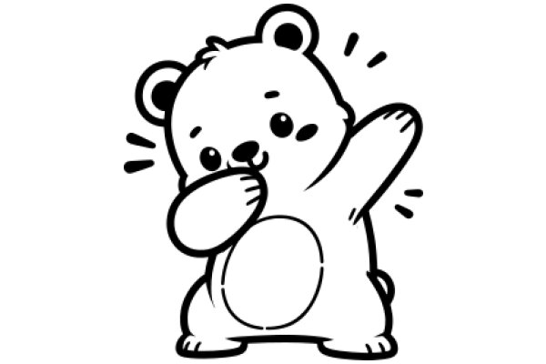 Adorable Cartoon Bear with a Surprised Expression