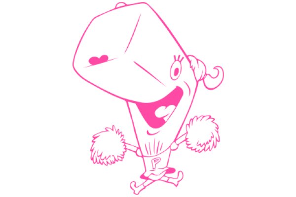 Cheerful Cartoon Character with a Big Smile and Pom Poms